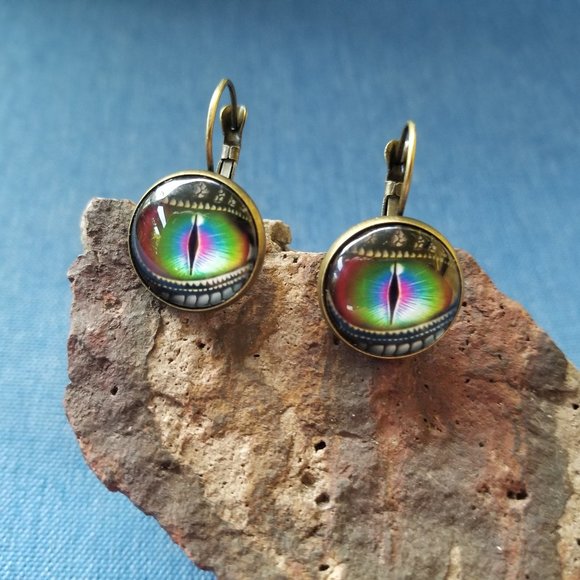 👁️EYE Gorgeous Colors Cat's(?) Eye Earrings - NWOT - Never Worn👁️ - Picture 3 of 6